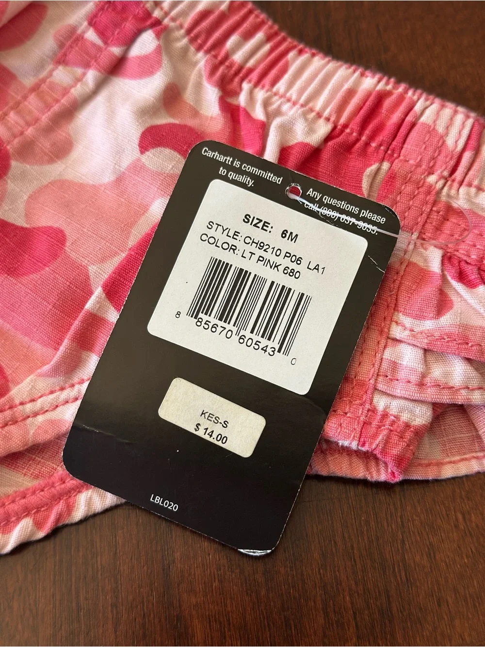 Carhartt for Kids Pink Camo Ruffle Baby Bloomers - 6M NWT